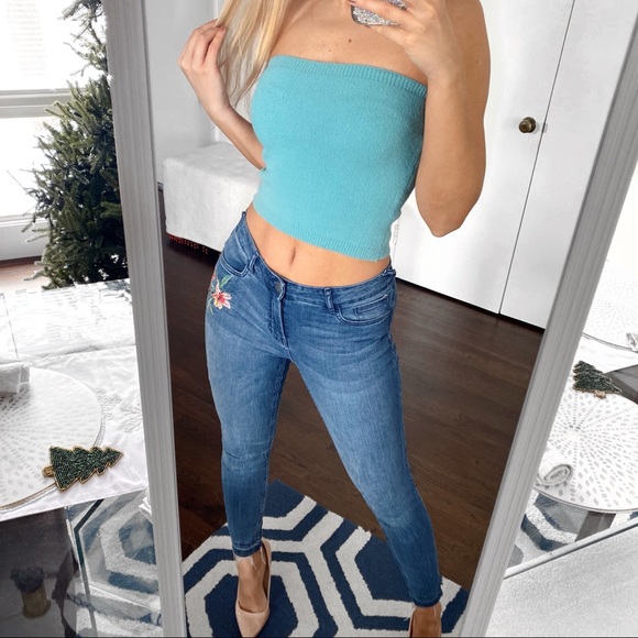 π¬ ZARA AQUA BLUE KNIT STRAPLESS CROP TOP! - Picture 11 of 12